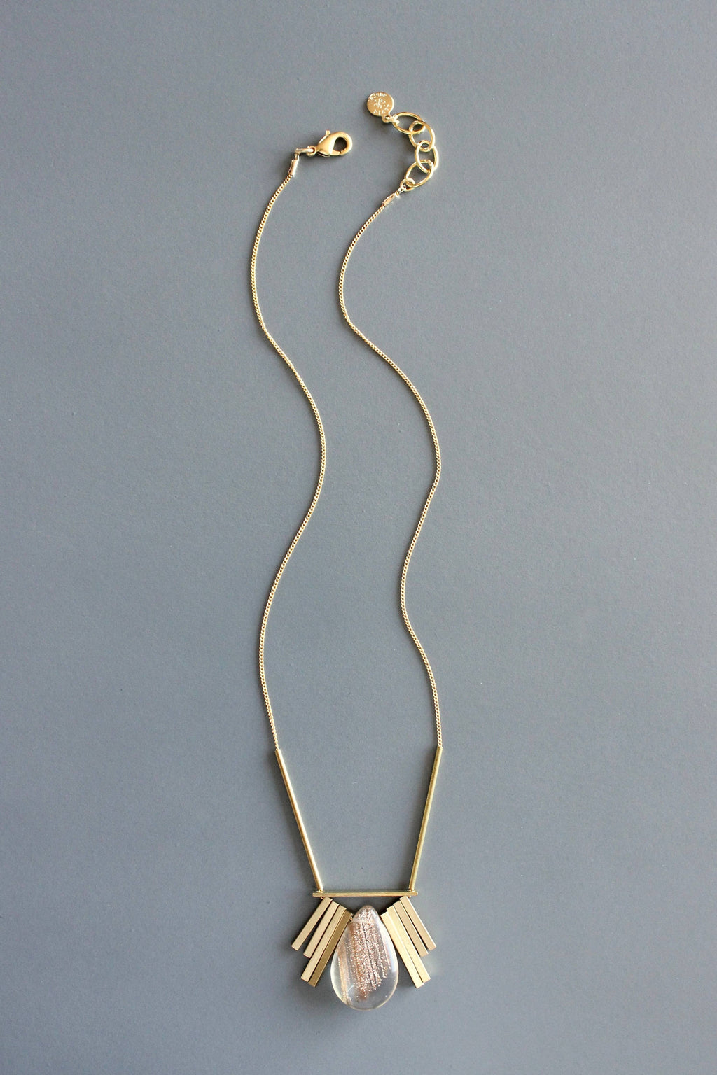 Quartz and brass Artdeco necklace