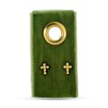 Petite Dot Cross Studs On Velvet Tag