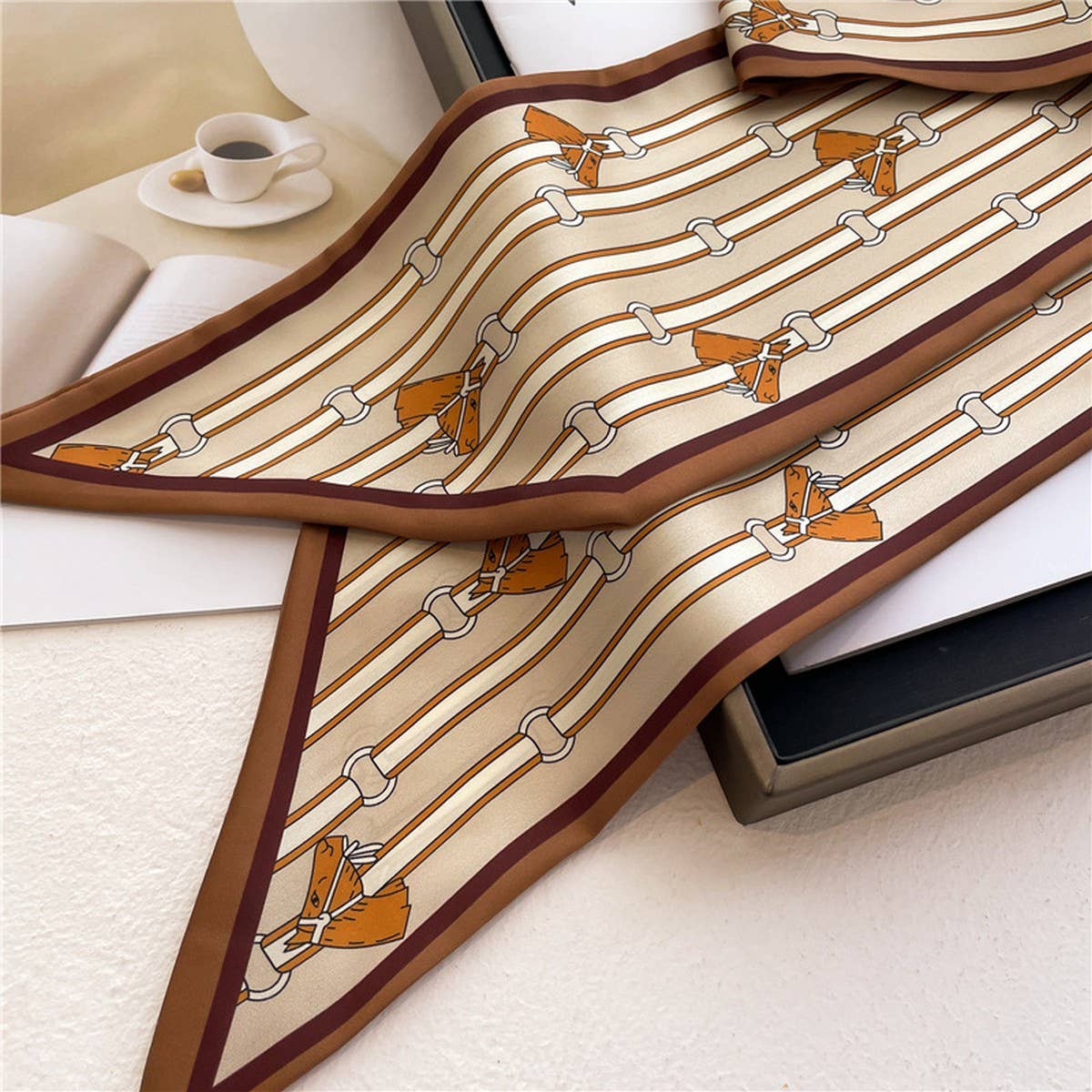 Skinny Silk Scarf for Hair, Neck or Bag Wrap_CWASC1512🎗️