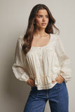 Rebecca Ruffle Hem Peasant Blouse