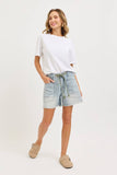 Barrel Jean Shorts with Rope Belt