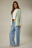 Sage Oversized Blazer with Gingham Lining