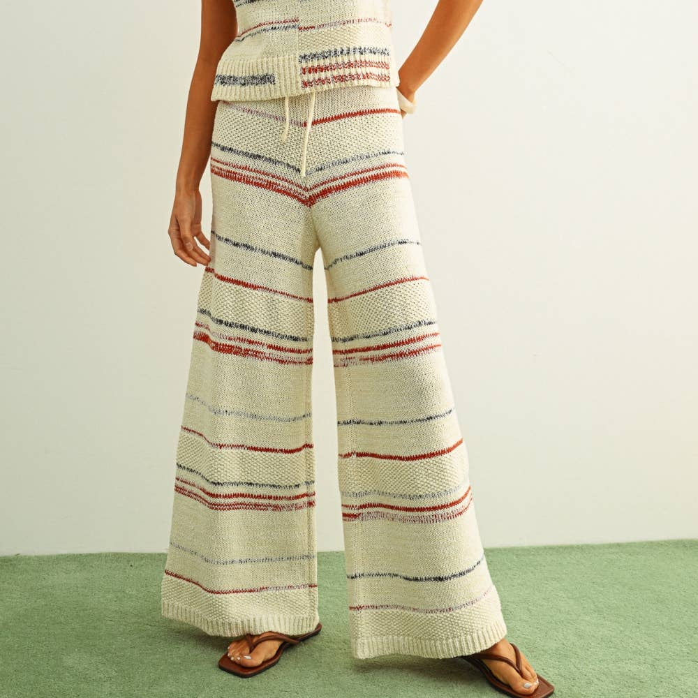 MULTI COLOR STRIPE PATTERN KNIT PANTS