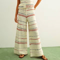 MULTI COLOR STRIPE PATTERN KNIT PANTS