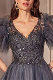 EMBELLISHED TULLE A-LINE DRESS