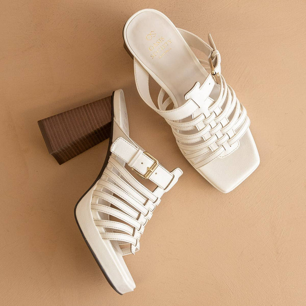 The Rome White | Basket Weave Inspired Sandal on A Platform