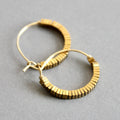 Mini gold hematite hoop earrings
