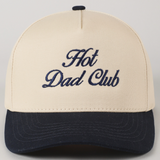 Cream and navy embroidered Hot Dad Club hat with structured fit