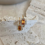 Amber Topaz color Rhinestones Dangle Earrings