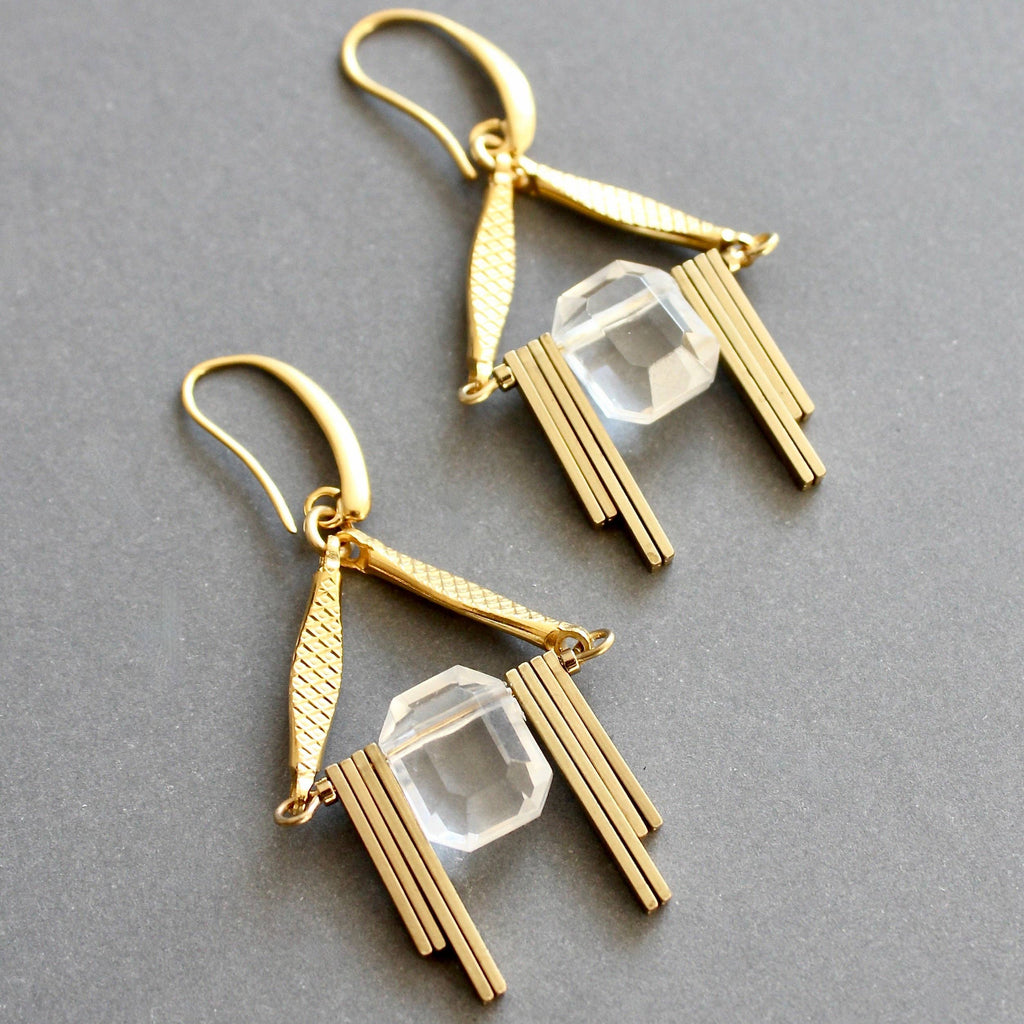 Acrylic and brass geometric earrings