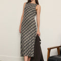 Kayda Plaid Mesh Midi Dress