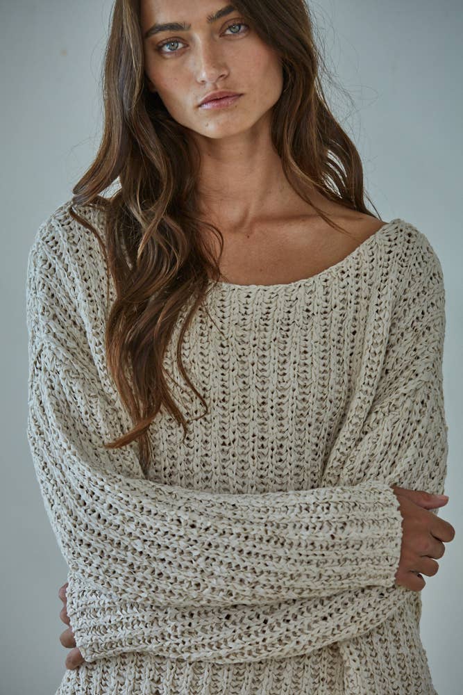Knit Sweater Cotton Polyester Oversized Top