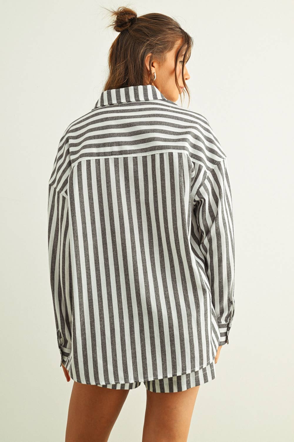 STRIPED BUTTON DOWN LINEN SHIRT