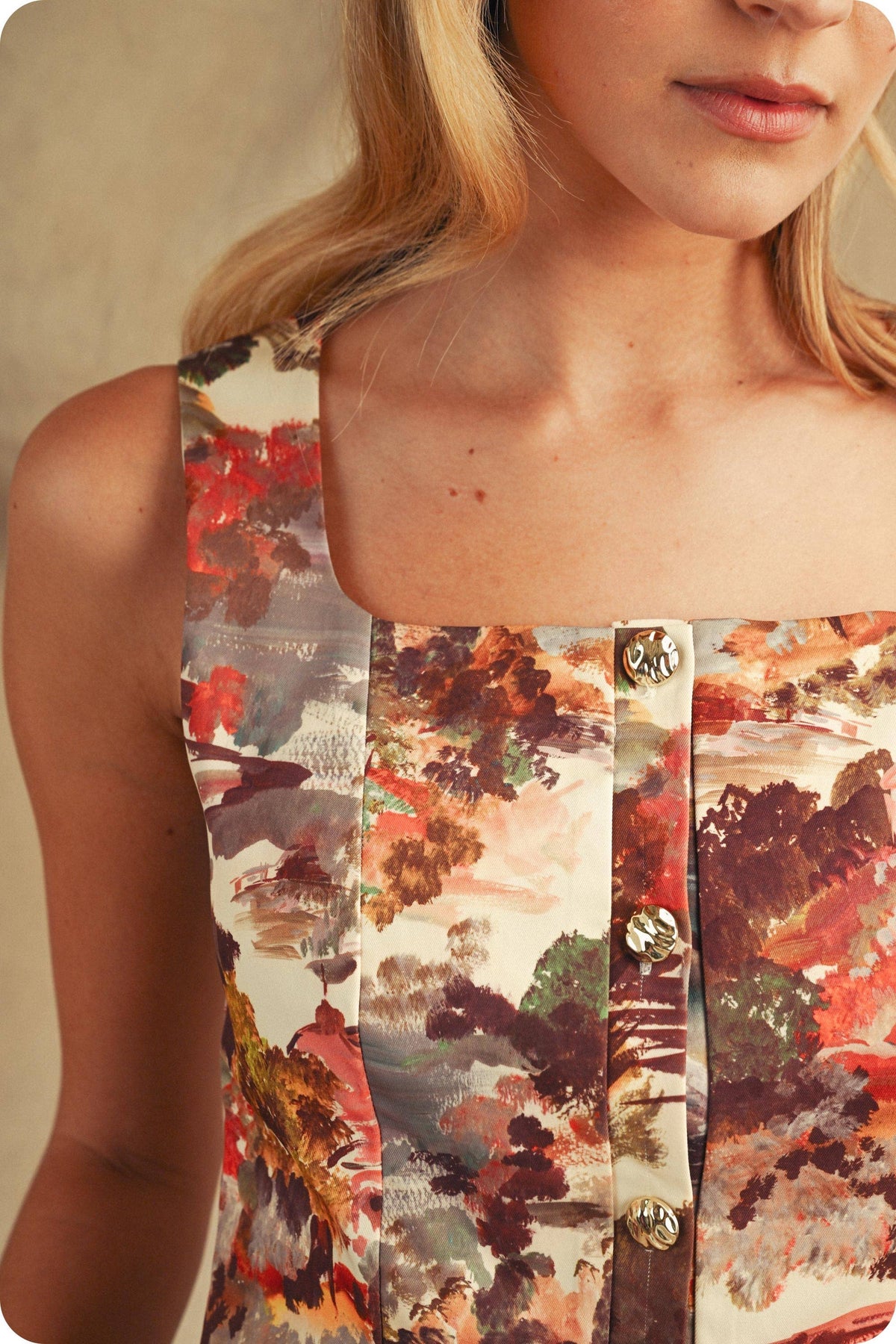 Elsie Button Front Crop Top