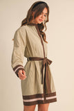 STRIPED BUTTON DOWN BELTED MINI DRESS MDR4225