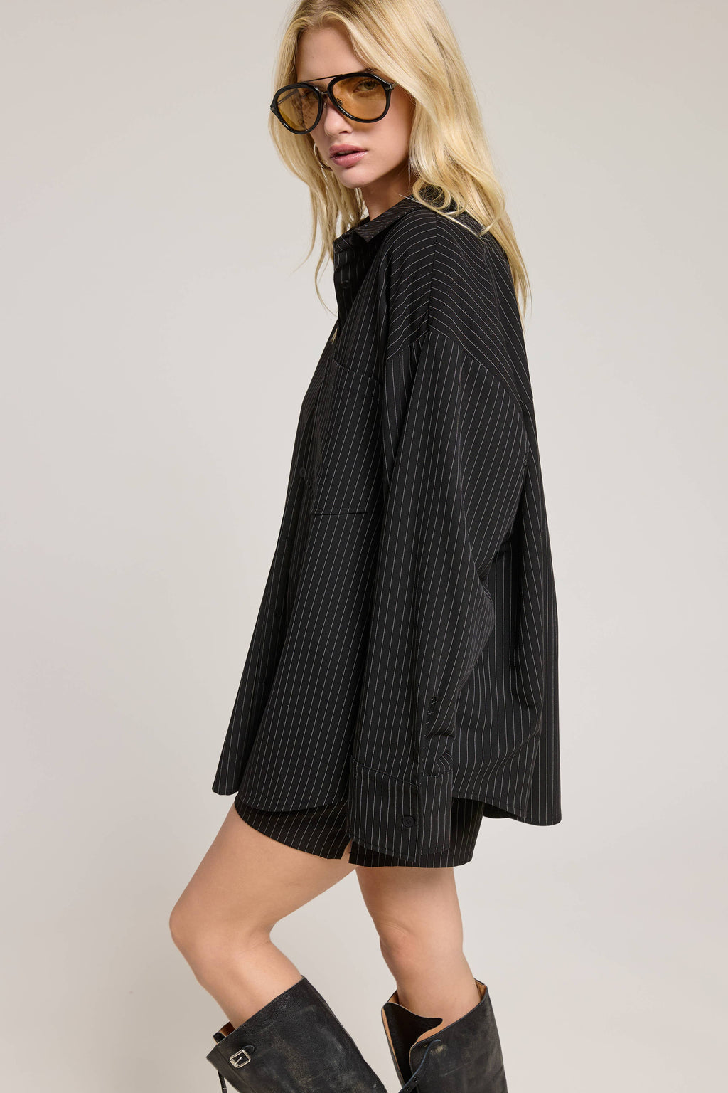 Pinstripe Drawstring Shorts - Black or White