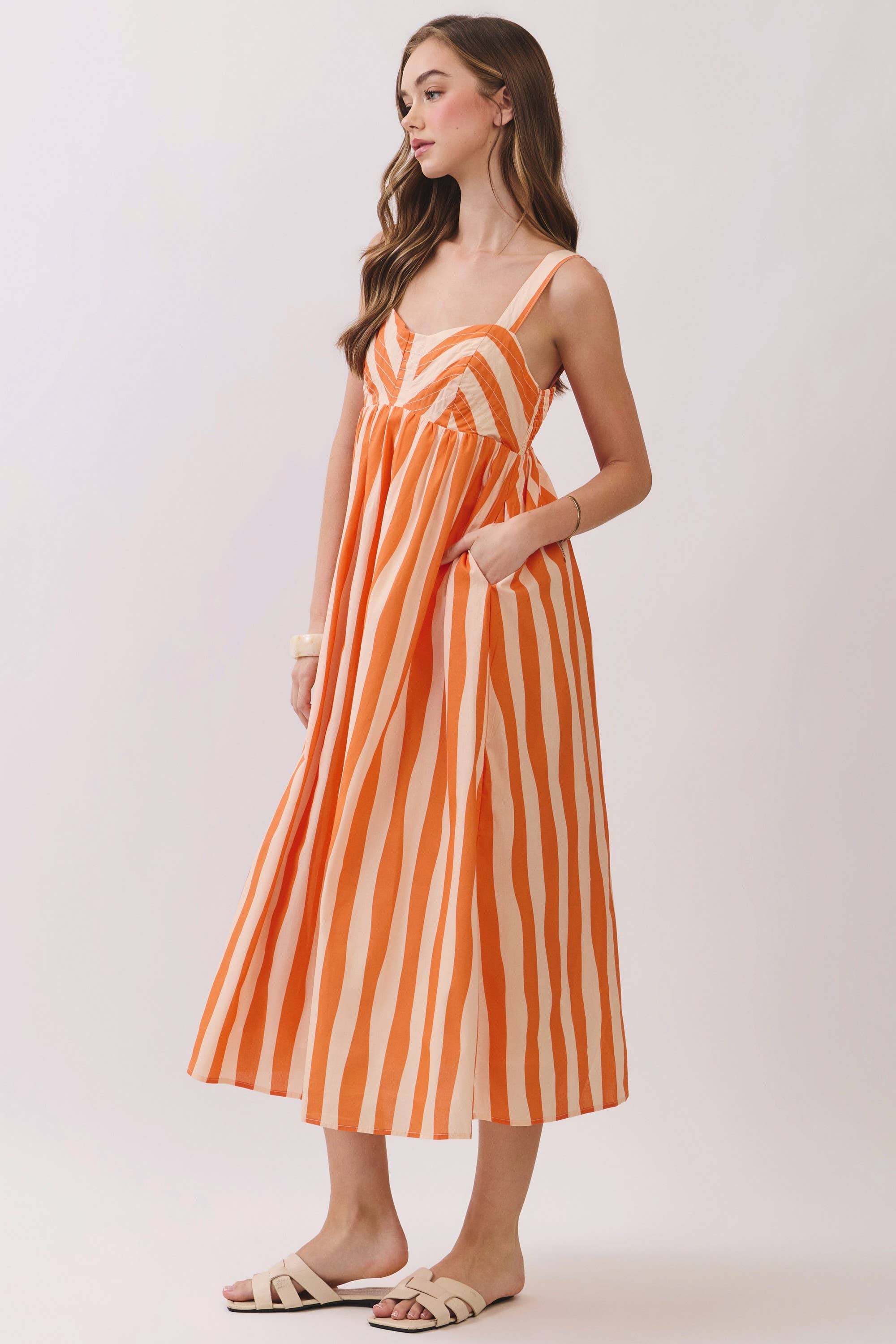 Emily Stripe Empire Waist Midi Dress