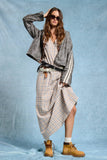 V-neck Sleeveless Plaid Maxi Dress with Back Tie