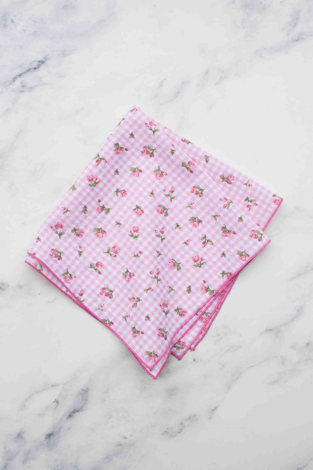 Floral Gingham Cotton Square Scarf