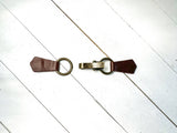 Bronze Buckle & Dark Brown Leather Cinch Clip for Clothing