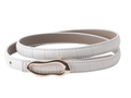 Skinny Croco-Embossed Belt with Thin Asymmetrical Buckle