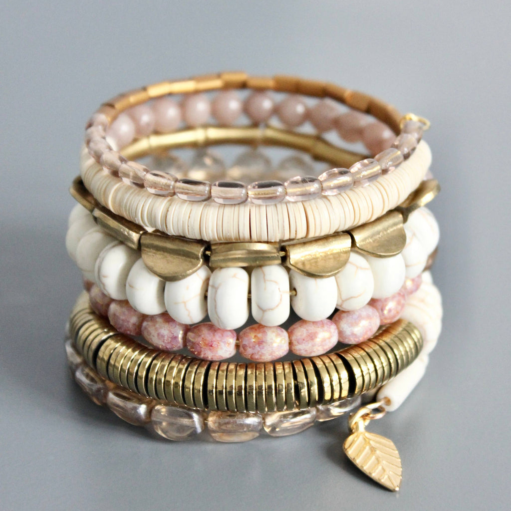 Mauve and white wrap bracelet