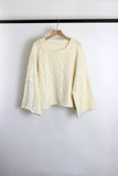 Chunky Cable Knit Wide-Sleeve Sweater