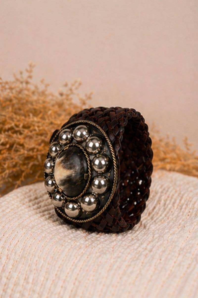 MARTE Wide Black Leather Belt