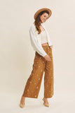 Embroidered Floral Cotton Spandex Pants