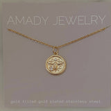 Coin Necklace 18k Gold Filled Gold Plated Honeybee Queen Bee