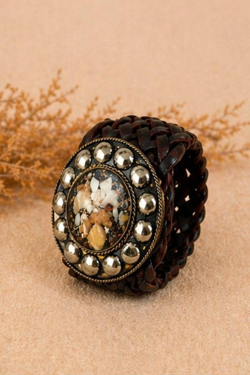 Wide SATU dark brown leather belt