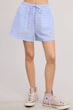 Gingham Open Front Self Tie Top and Shorts Matching Set