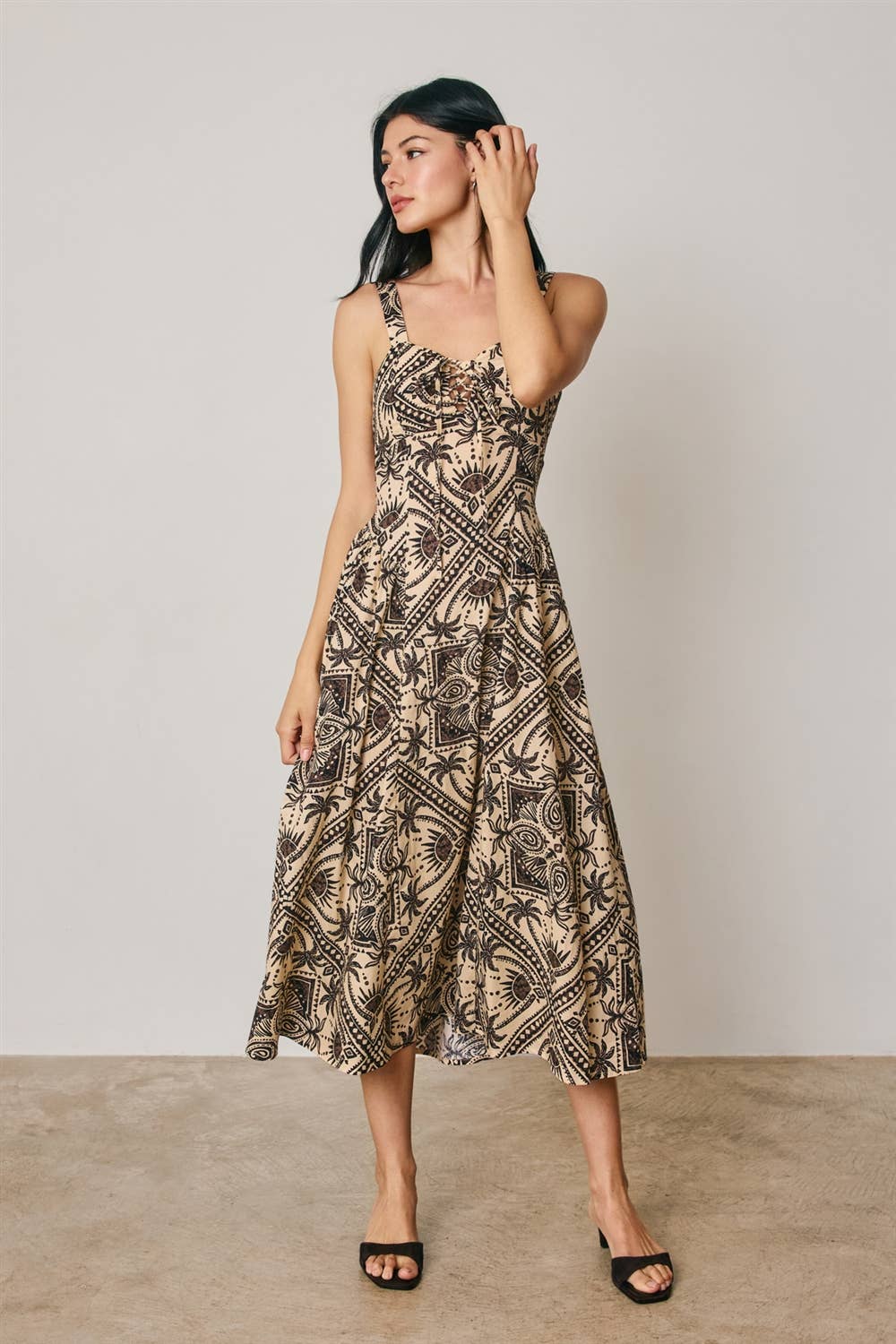 Florence Scarf Ruched Cutout Midi Dress