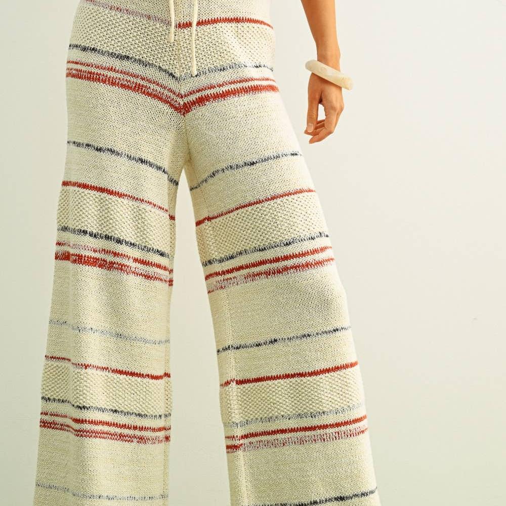 MULTI COLOR STRIPE PATTERN KNIT PANTS