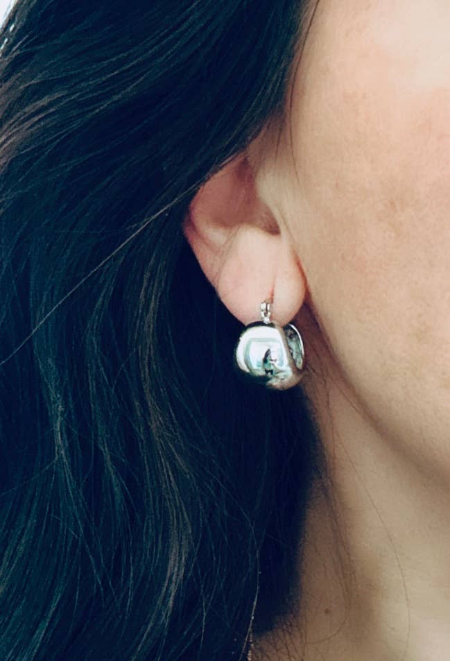 Hoop earrings rhodium plated thick hoop earrings chunky