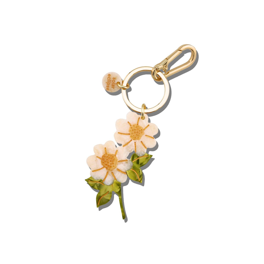 Hand-painted Vintage Daisy Stem Bag Charm + Keychain | Eco-Friendly