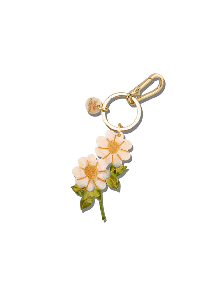 Hand-painted Vintage Daisy Stem Bag Charm + Keychain | Eco-Friendly