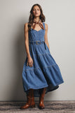 Tiered Denim Maxi Dress