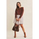 EASY COFFEE DATE BACK RIBBON TWOFER MINI SWEATER DRESS
