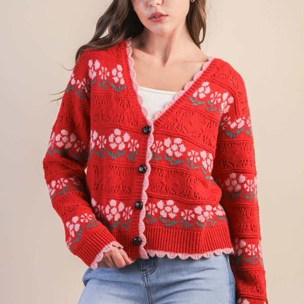 Valentine Blossom Knit Cardigan