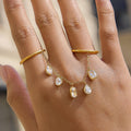 Cosette 18K Gold Non-Tarnish CZ Dangle Circle Drop Ring