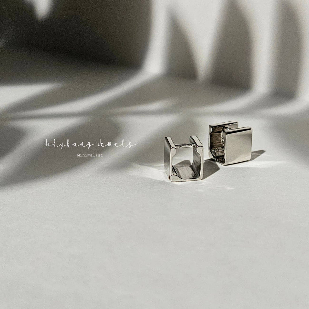 SQUARE HUGGIE EARRINGS