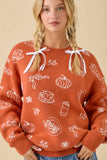 Pumpkin Spice Printed Long Sleeve Sweater