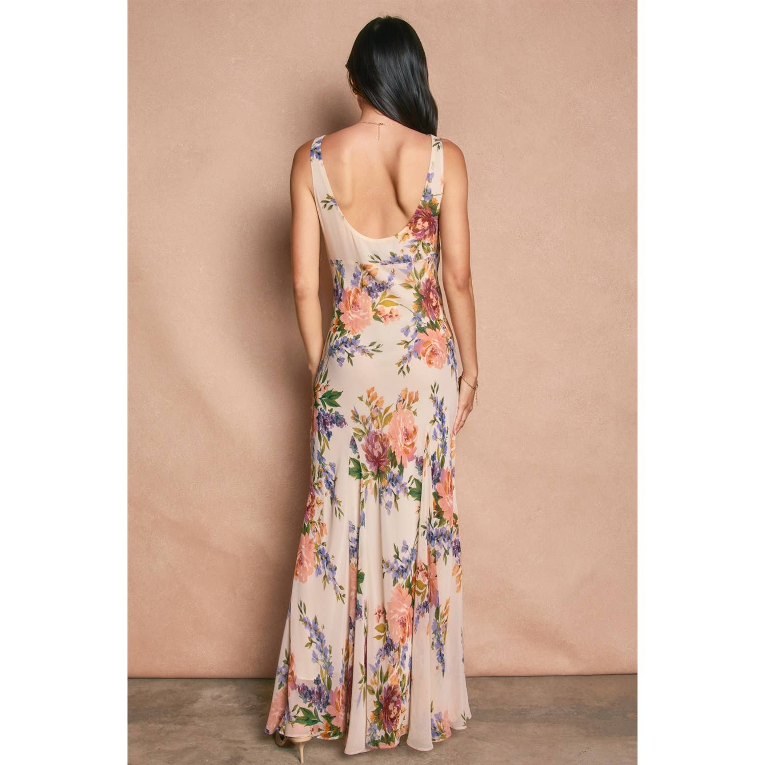 Delicate Affair Cowl Neck Godet Maxi Dress