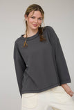 CREW NECK RIBBED LONG SLEEVE KNIT TOP (PRE-ORDER)