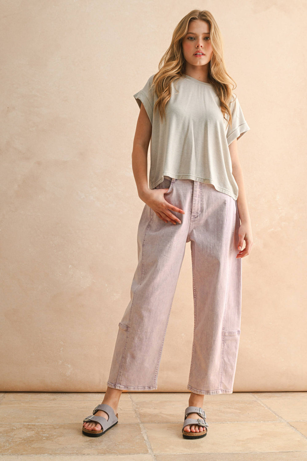 POP COLOR BARREL PANTS