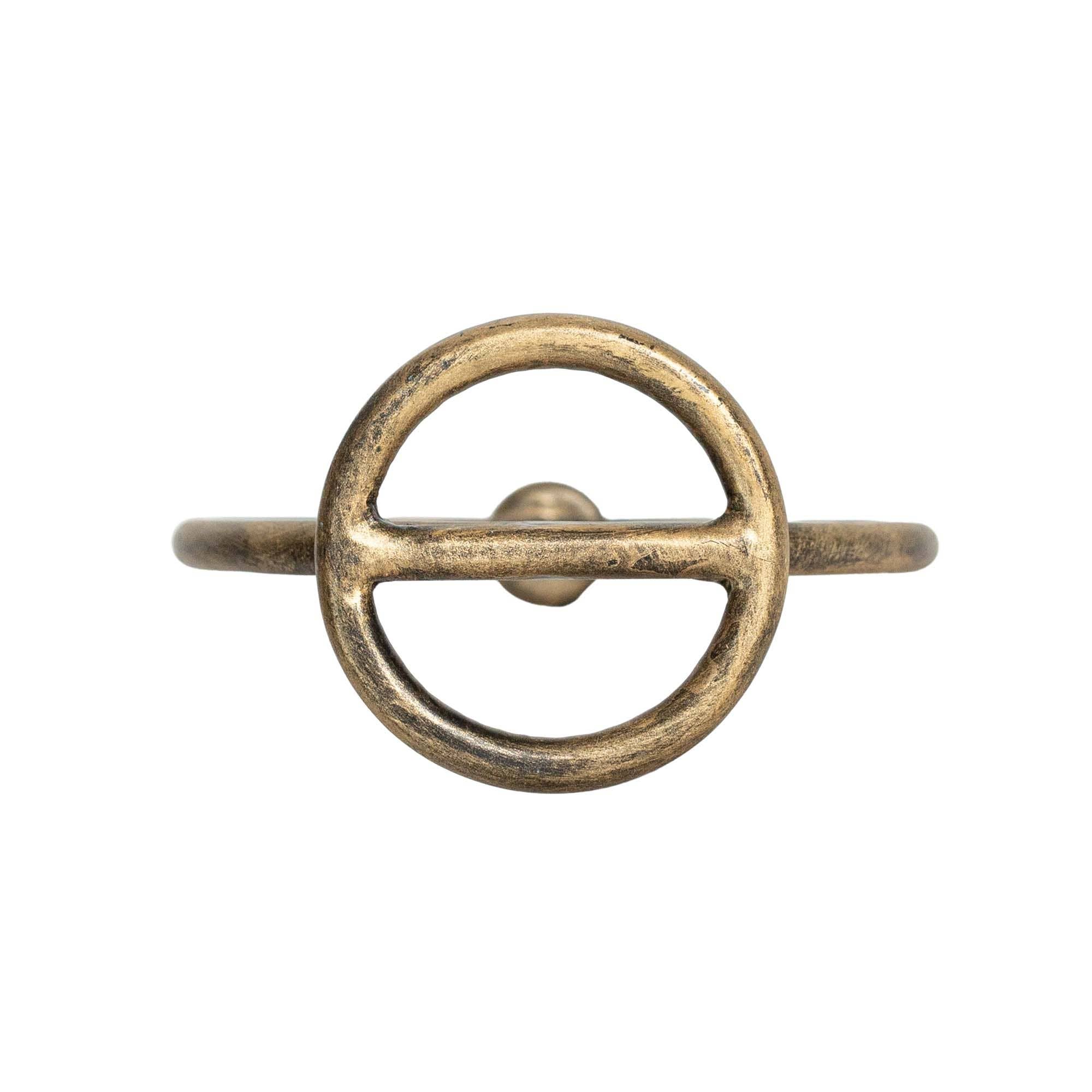 Kacela Brass Round Sculpture Taper Candle Holder Metal