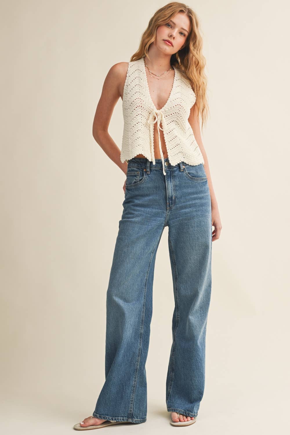 TIE FRONT KNITTED VEST