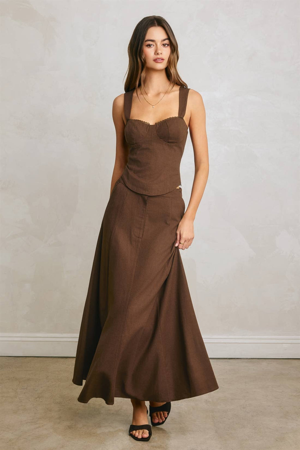 Felicity Linen Lace Trim Corset Top