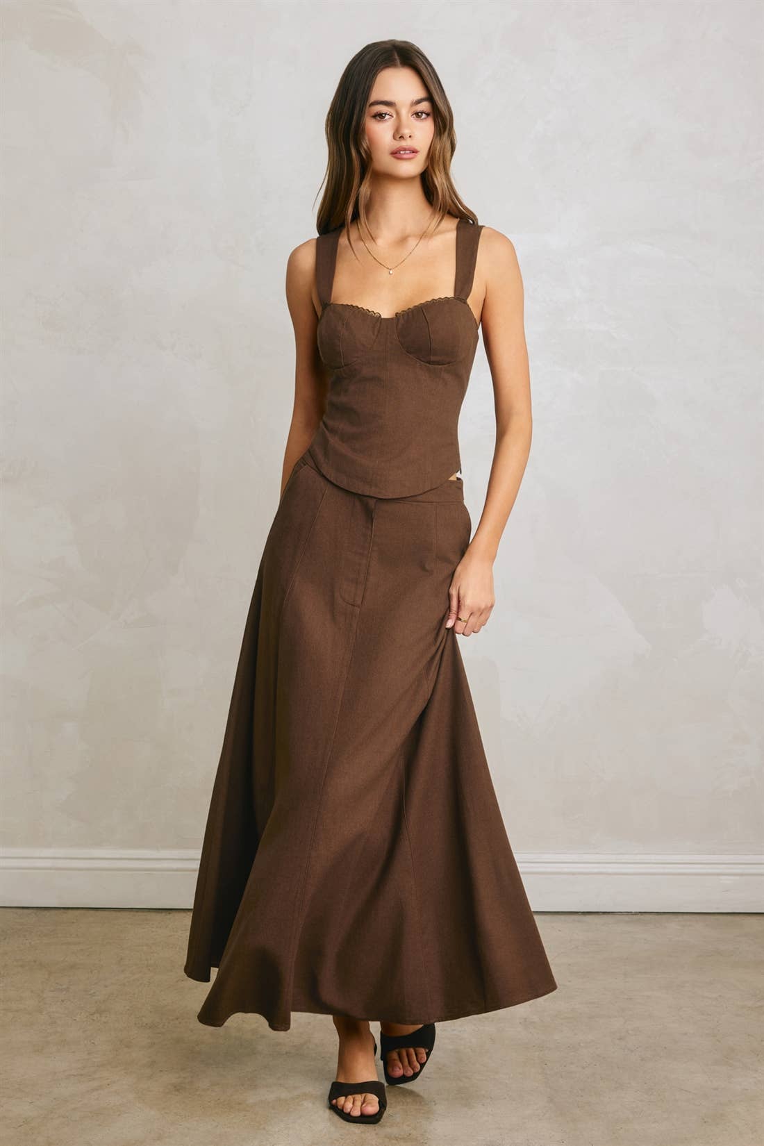 Felicity Linen Lace Trim Corset Top
